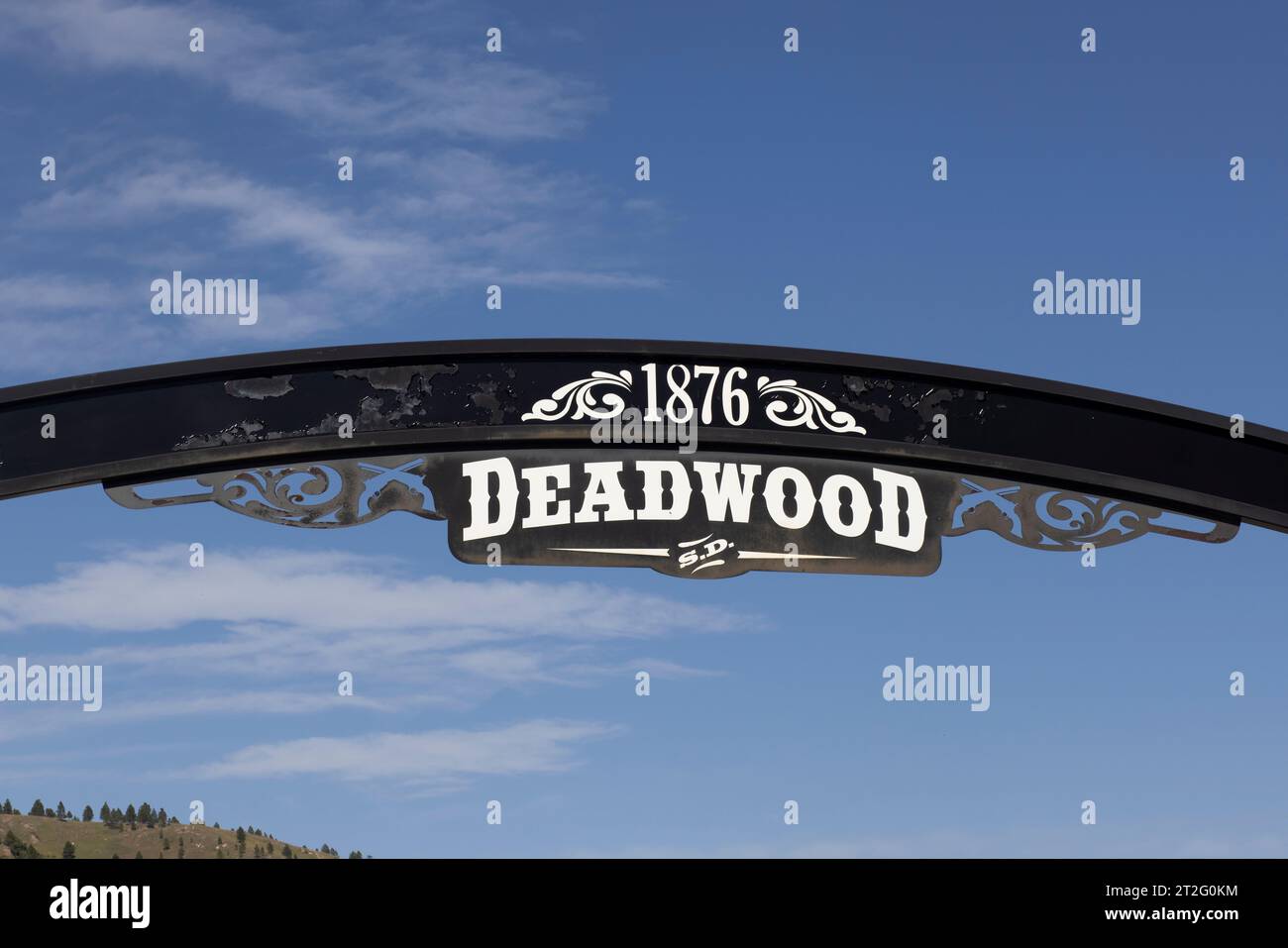 Deadwood, South Dakota, è un'antica città mineraria situata sulle colline. Black Hills Gold Rush Foto Stock