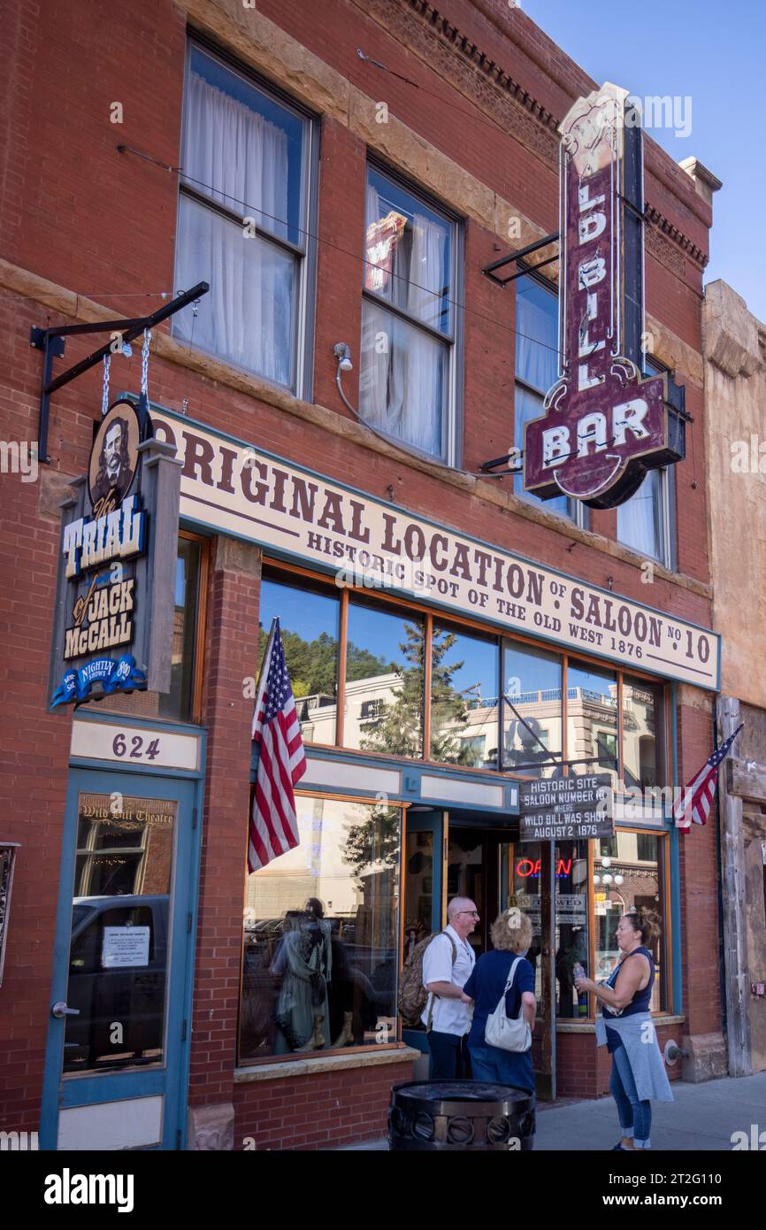 Deadwood, South Dakota, è un'antica città mineraria situata sulle colline. Black Hills Gold Rush Foto Stock