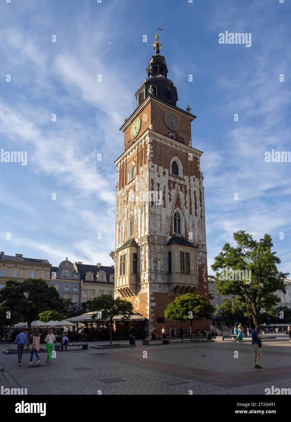 Torre del Municipio, Piazza del mercato principale a Kraków, Polonia Foto Stock