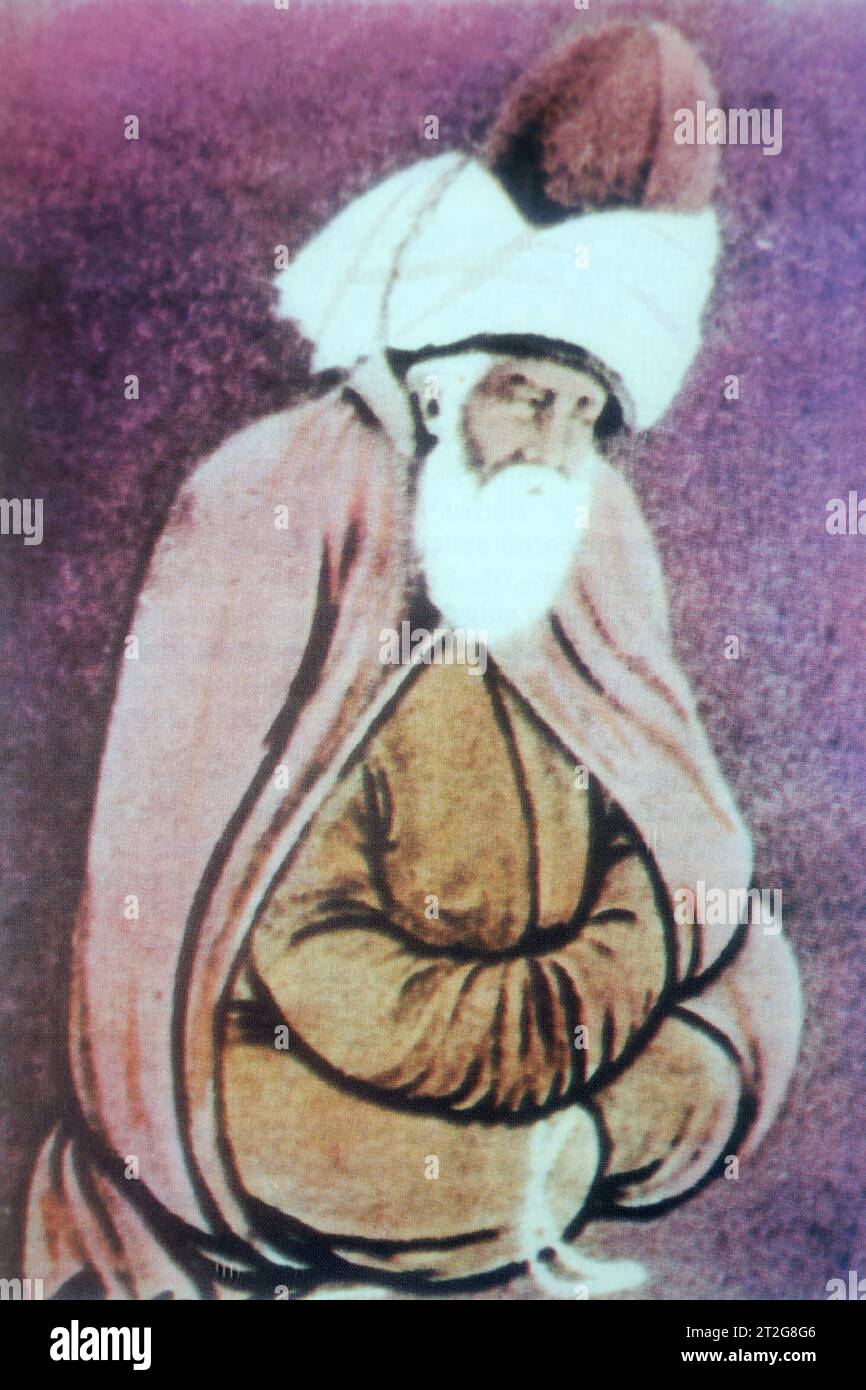 Illustrazione del Pensatore musulmano Jalal al-DIN Rumi (1207-1273) Foto Stock