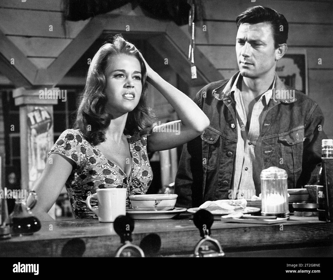 Jane fonda, Laurence Harvey, sul set del film "Walk on the Wild Side", Columbia Pictures, 1962 Foto Stock
