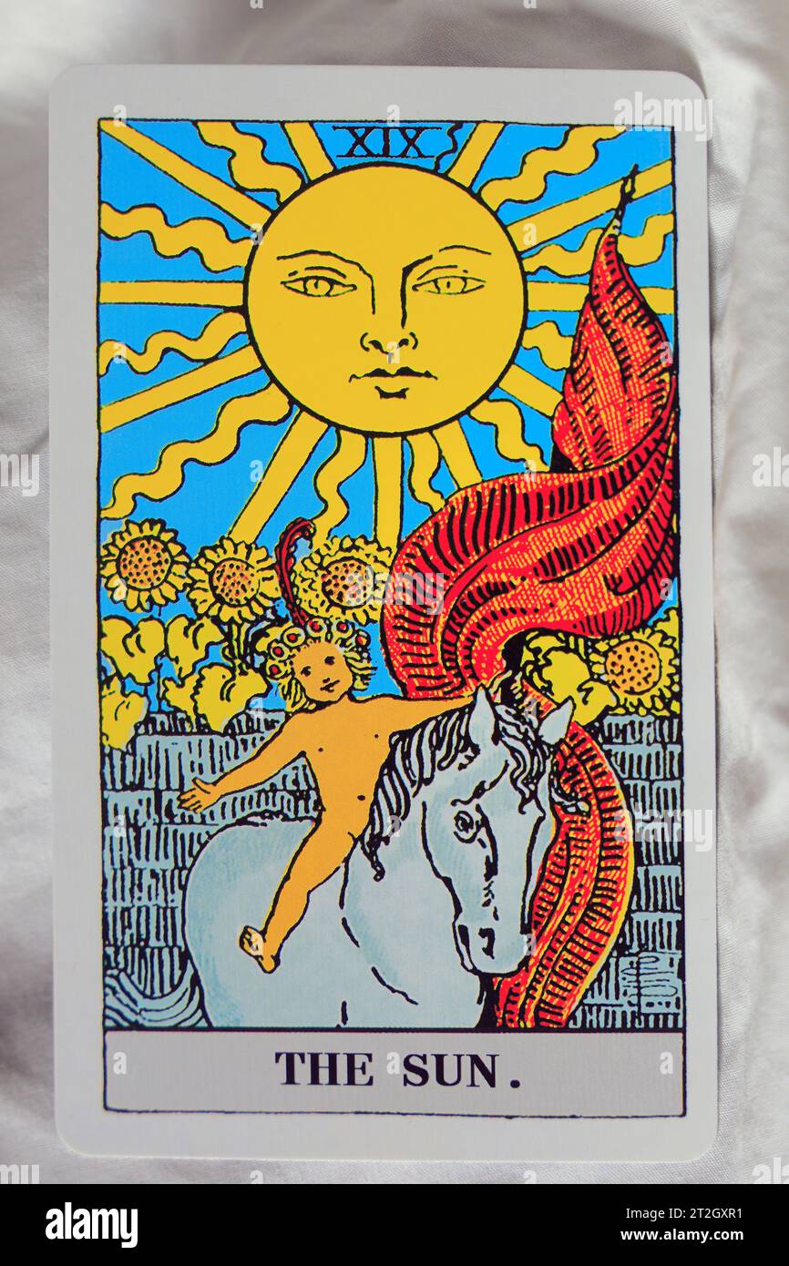 The Sun - carta Tarocchi individuale. Foto Stock