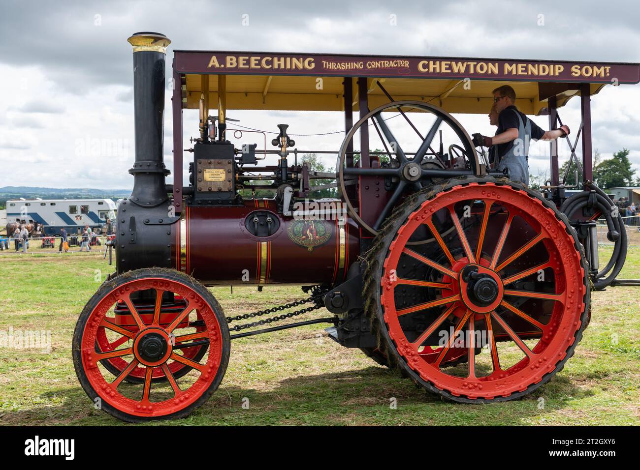 Low Ham.Somerset.Regno Unito.23 luglio 2023.Un motore di trazione Marshall del 1905 chiamato Countess è in giro per l'arena del Somerset S. Foto Stock