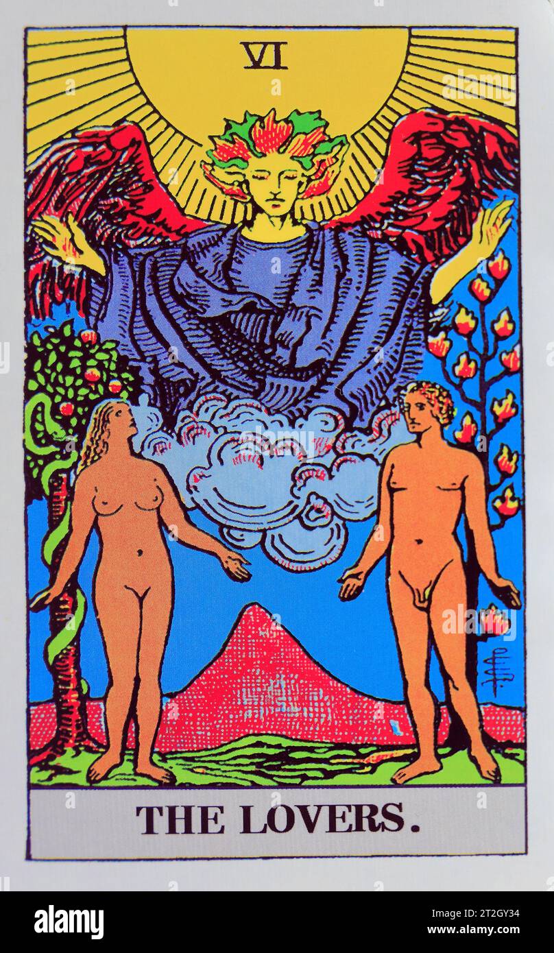 The Lovers - carta Tarocchi individuale. Foto Stock