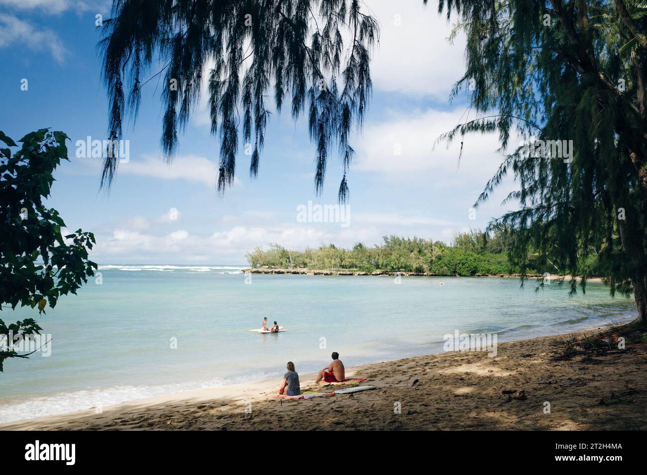 Malaekahana, Beach Park, Kahuku, Windward, Oahu, Hawaii - 2 maggio 2023. Foto di alta qualità Foto Stock