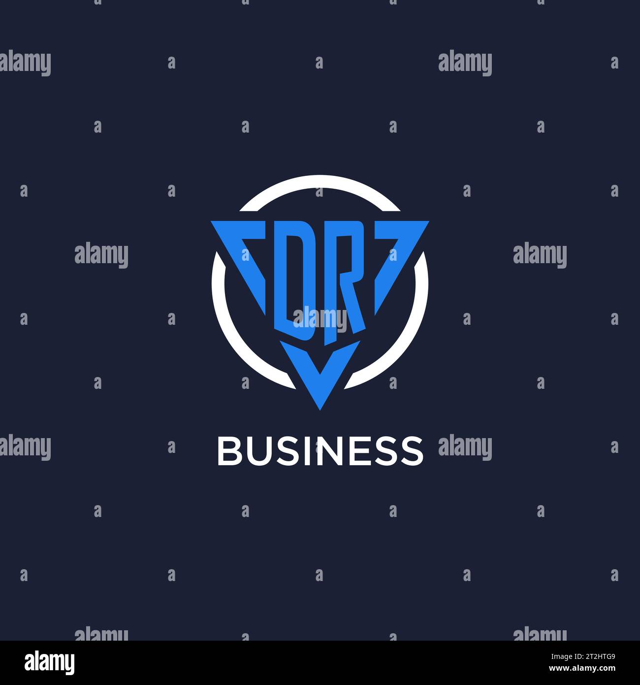 Logo monogramma DR con forma triangolare e vettore di design circolare Illustrazione Vettoriale