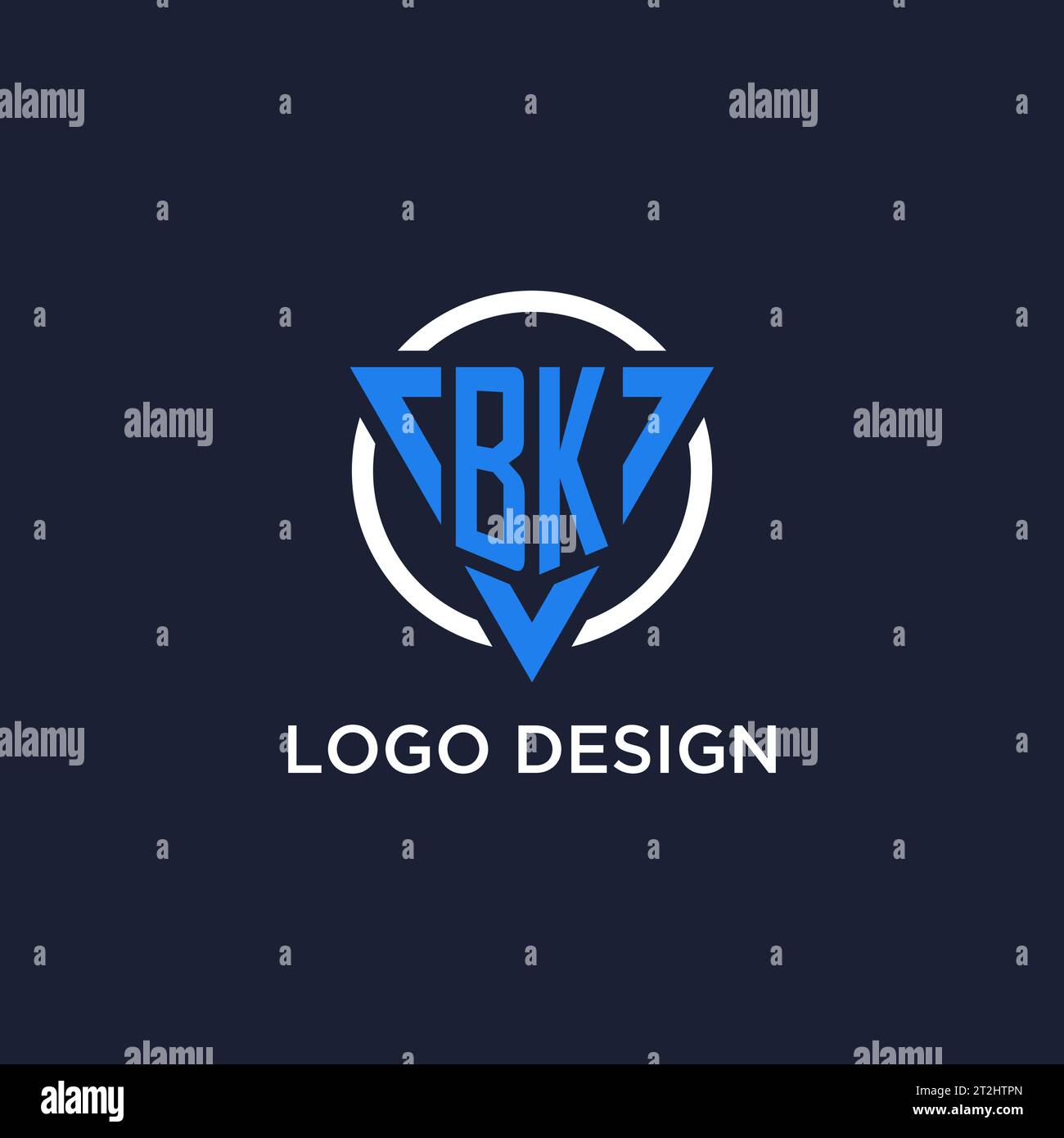 Logo monogramma BK con forma triangolare e vettore di design circolare Illustrazione Vettoriale