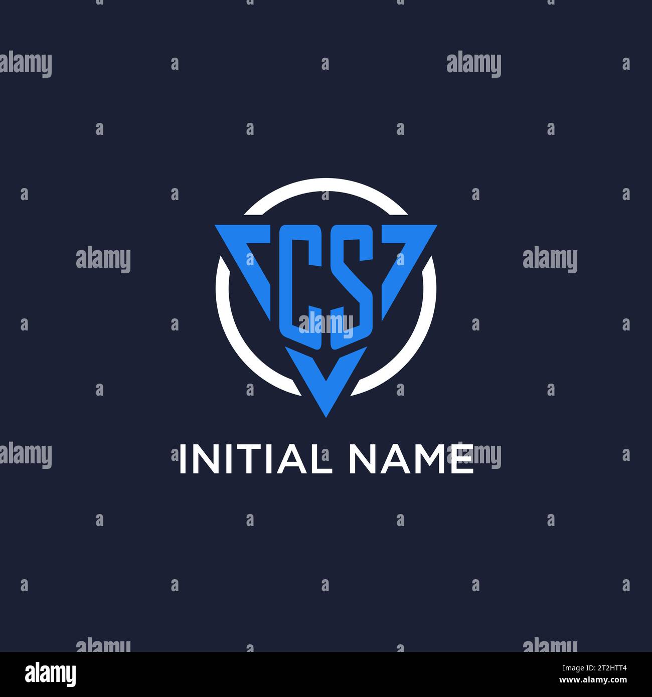 Logo monogramma CS con forma triangolare e vettore di design circolare Illustrazione Vettoriale