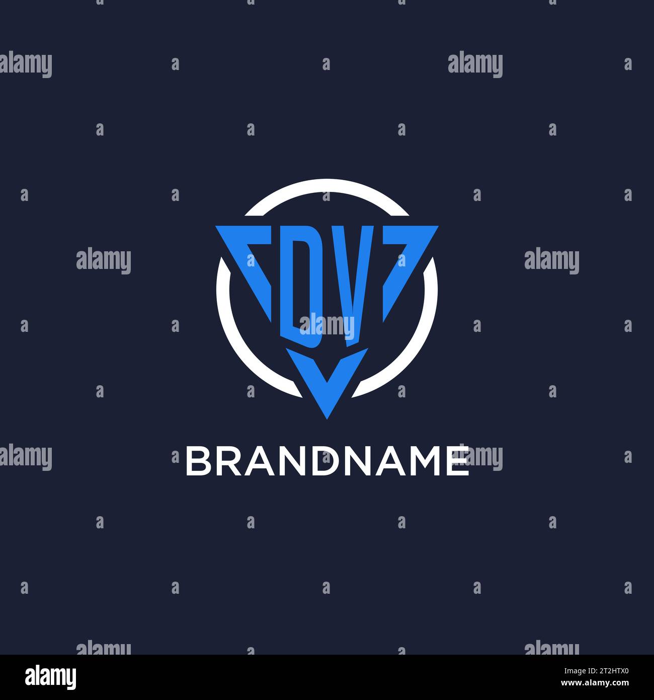 Logo monogramma DV con forma triangolare e vettore di design circolare Illustrazione Vettoriale