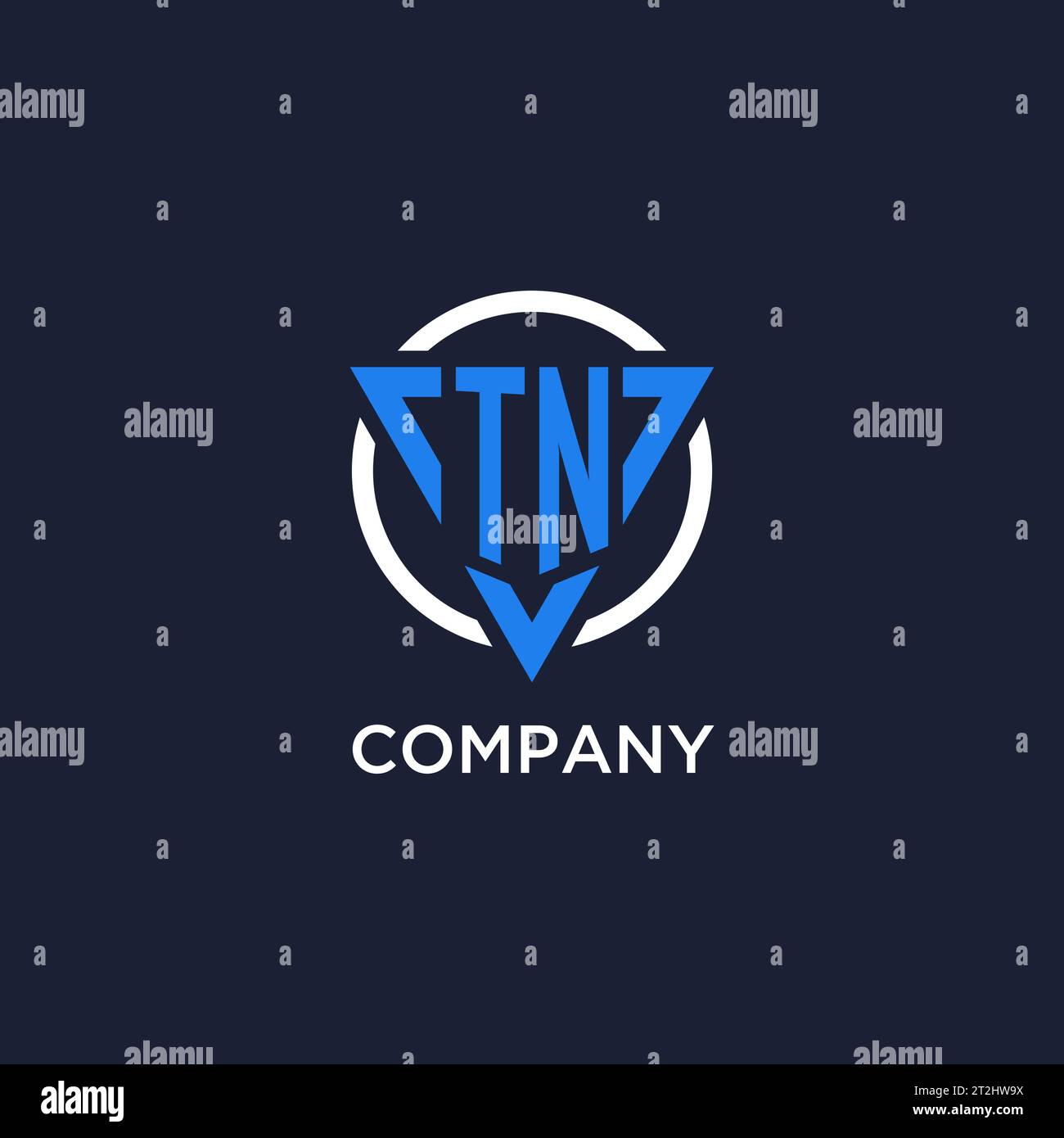 Logo monogramma TN con forma triangolare e vettore di design circolare Illustrazione Vettoriale