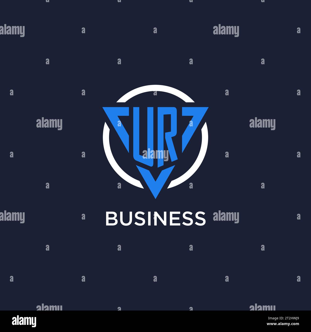 Logo monogramma UR con forma triangolare e vettore di design circolare Illustrazione Vettoriale