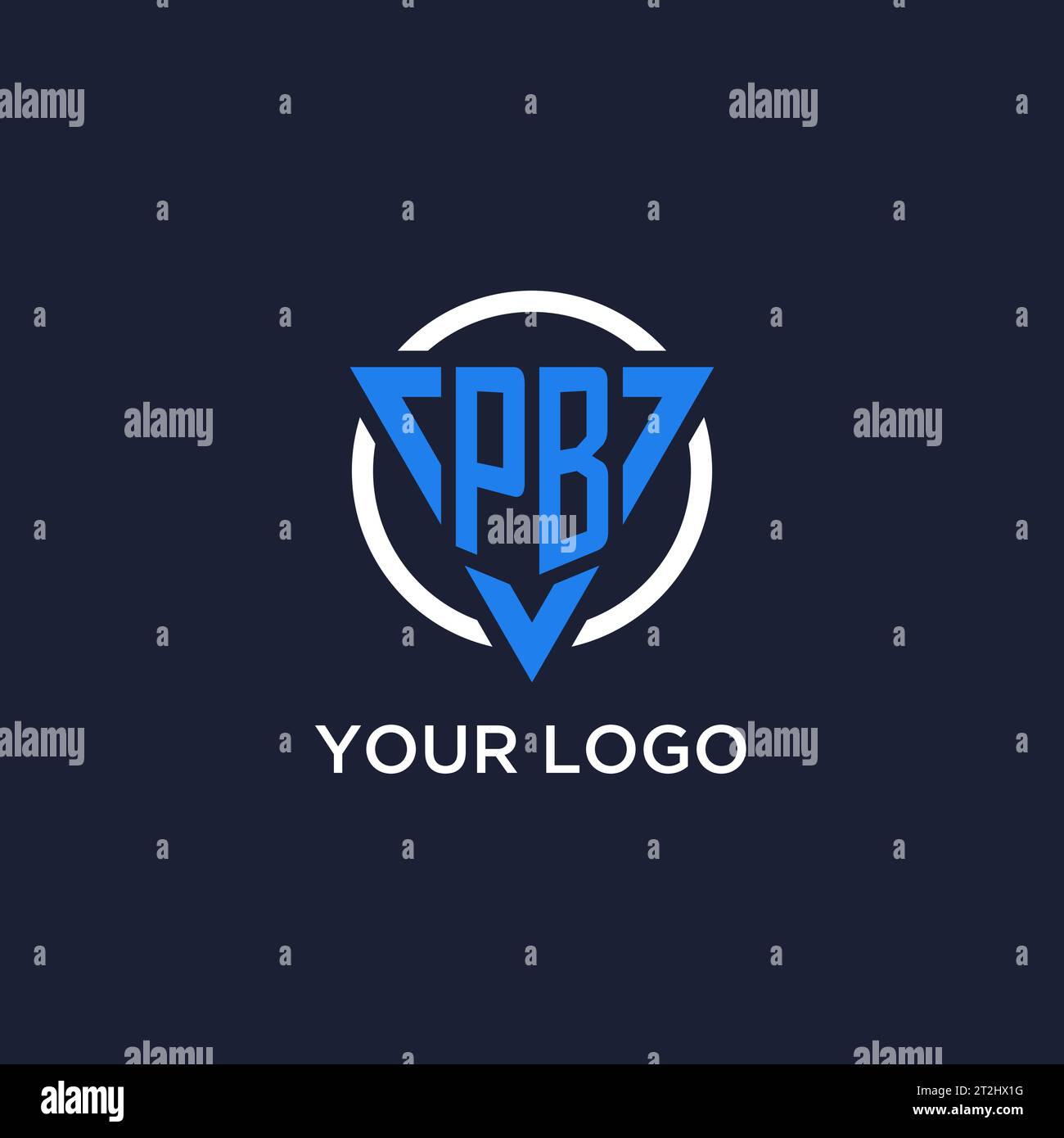 Logo monogramma PB con forma triangolare e vettore di design circolare Illustrazione Vettoriale