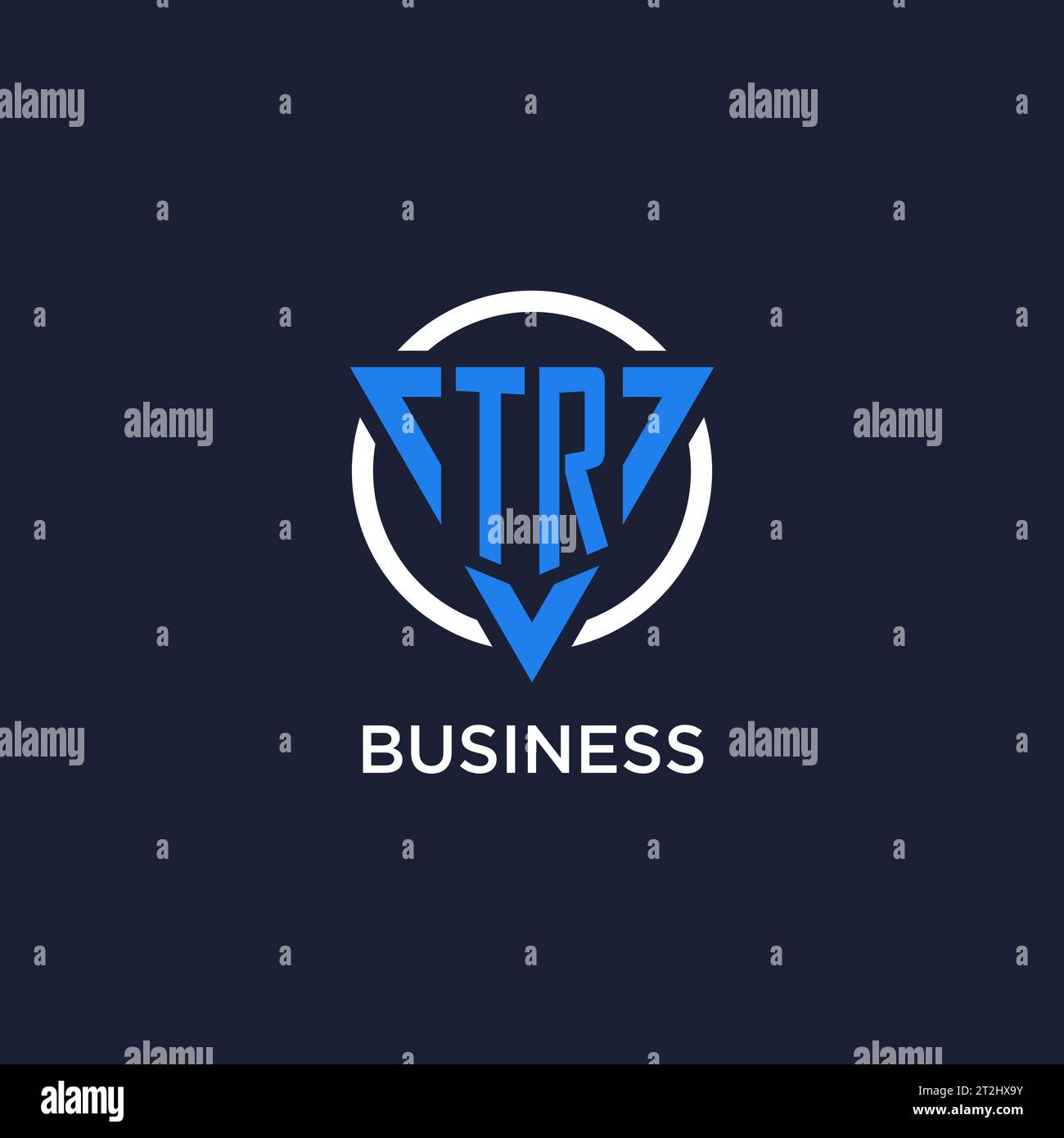 Logo monogramma TR con forma triangolare e vettore di design circolare Illustrazione Vettoriale