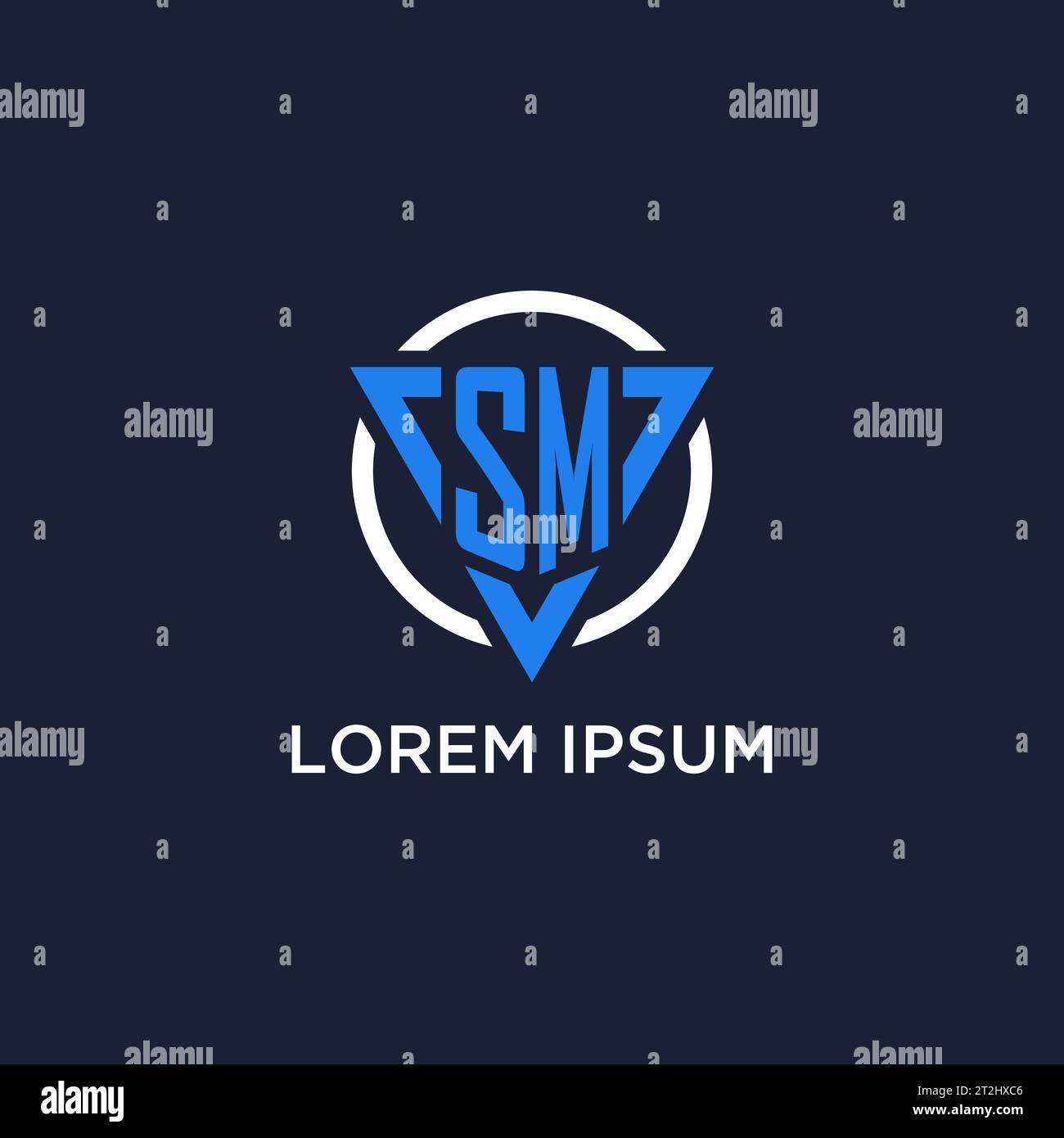 Logo monogramma SM con forma triangolare e vettore di design circolare Illustrazione Vettoriale