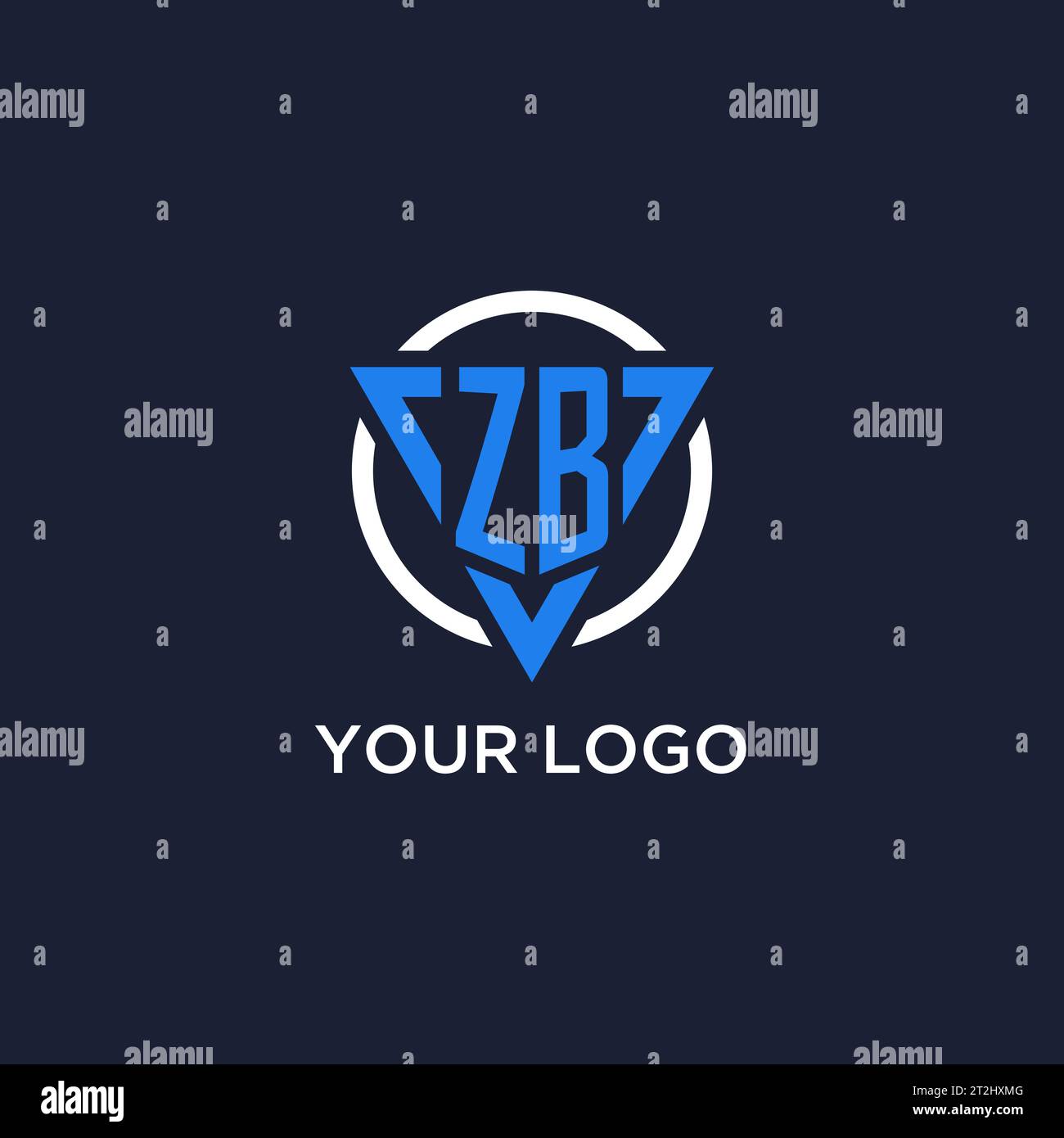 Logo monogramma ZB con forma triangolare e vettore di design circolare Illustrazione Vettoriale