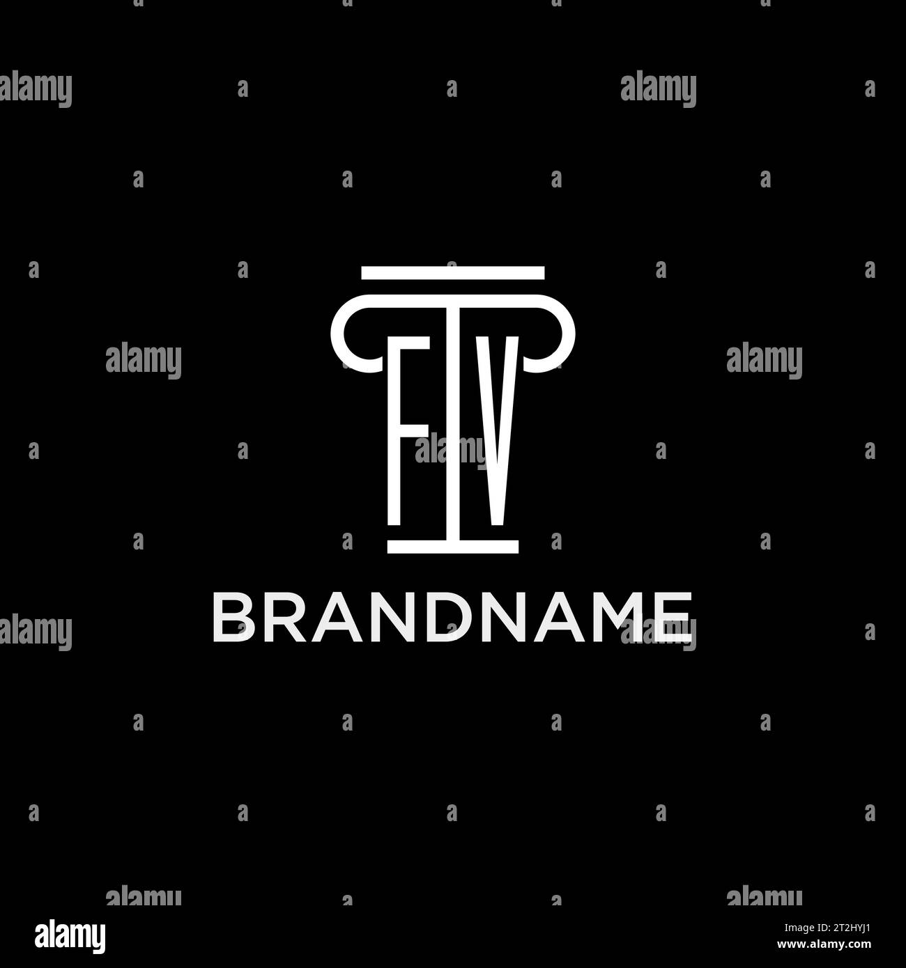 Logo iniziale monogramma FV con design icona a forma di pilastro, stile elegante e lussuoso logo dello studio legale Illustrazione Vettoriale