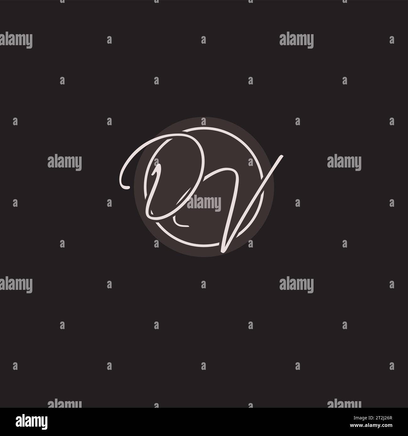 Iniziali monogramma logo DV con semplice grafico vettoriale a linee circolari Illustrazione Vettoriale