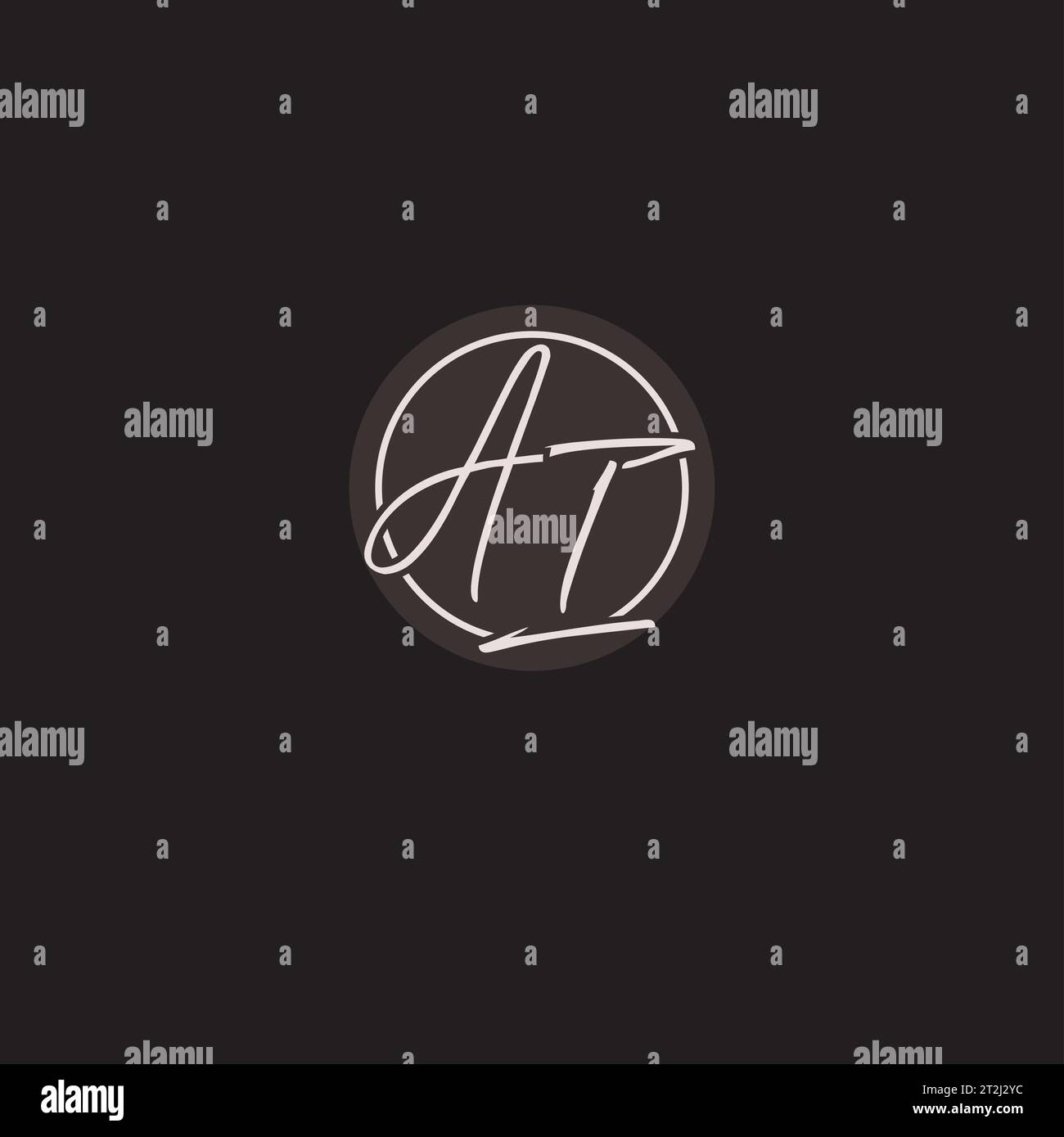 Monogramma con logo ai iniziali con grafica vettoriale semplice in stile linea circolare Illustrazione Vettoriale