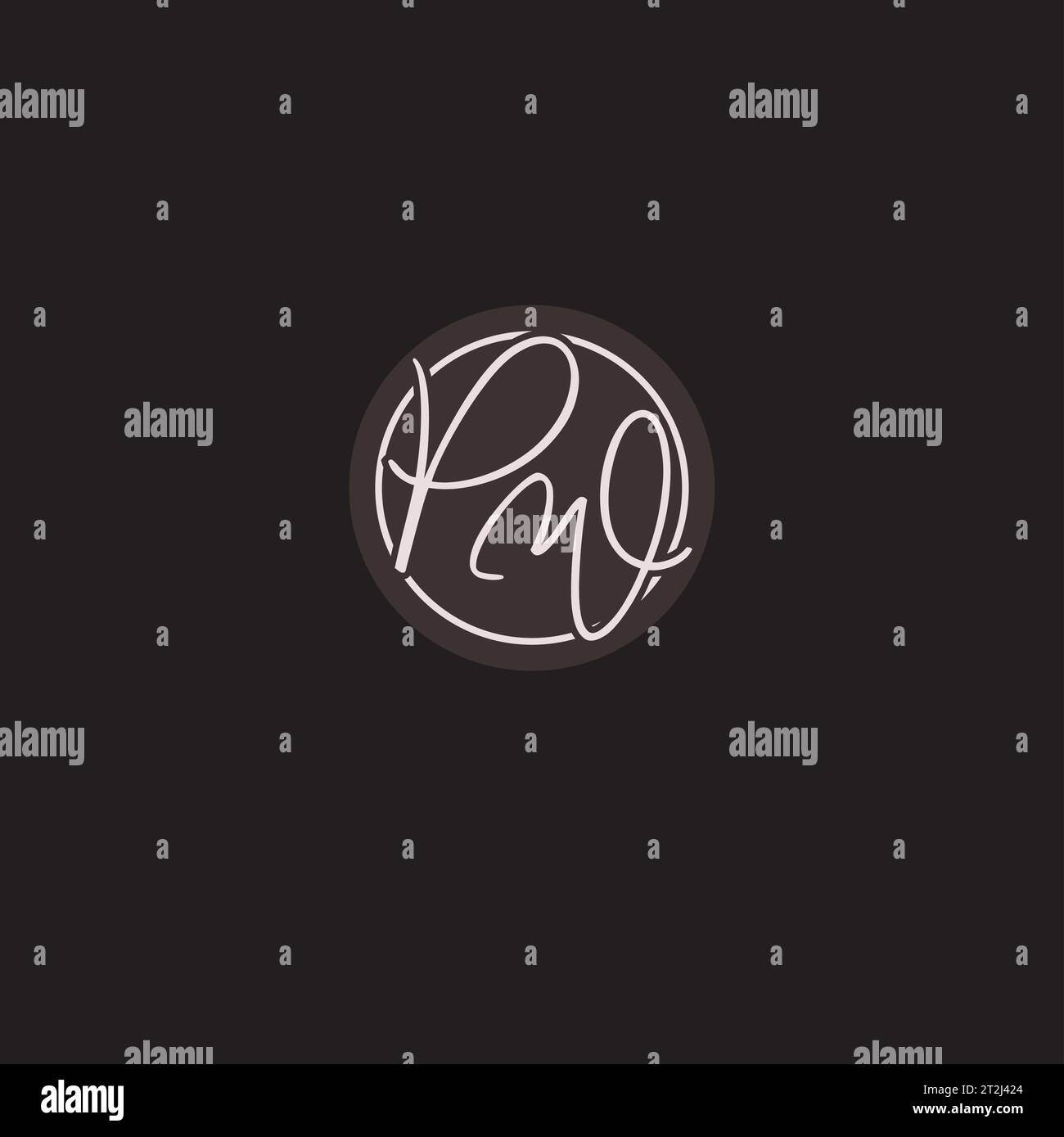 Monogramma con logo PW iniziali con grafica vettoriale a linee circolari semplici Illustrazione Vettoriale