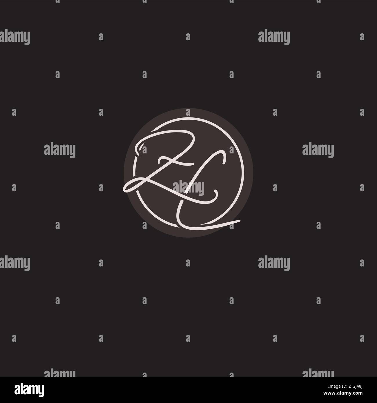 Iniziali monogramma con logo ZC con semplice grafico vettoriale a linee circolari Illustrazione Vettoriale