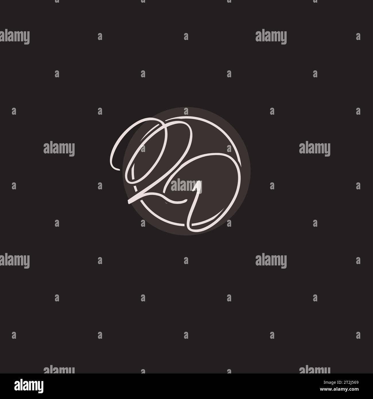 Monogramma con logo QD iniziali con grafica vettoriale semplice a linee circolari Illustrazione Vettoriale