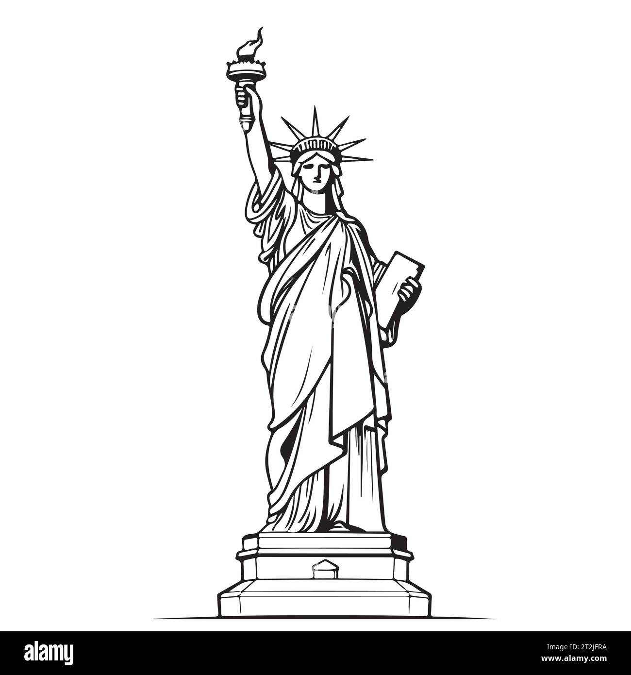 La Statua della Libertà. Punto di riferimento a New York. Simbolo americano. Silhouette di vettore Illustrazione Vettoriale