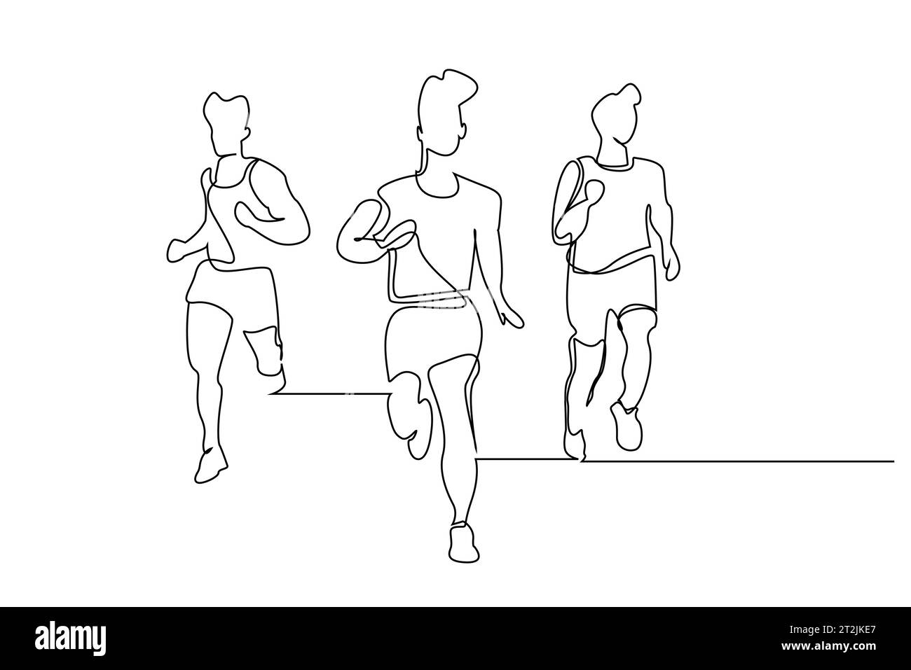 persone che corrono insieme facendo sport fuori dalla linea di stile di vita maratona Illustrazione Vettoriale