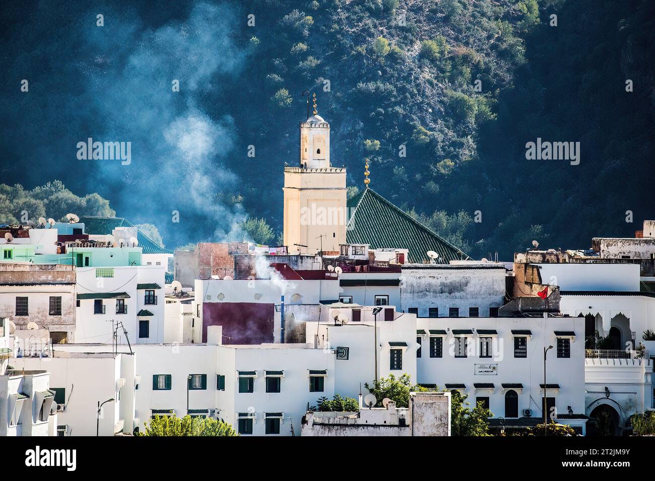 Città collinare marocchina Foto Stock