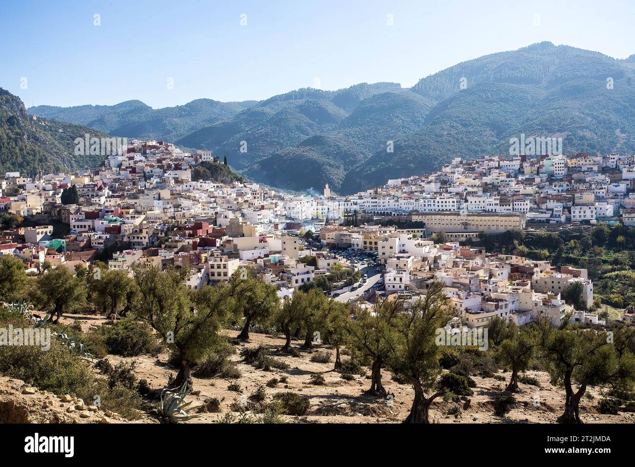 Città collinare marocchina Foto Stock