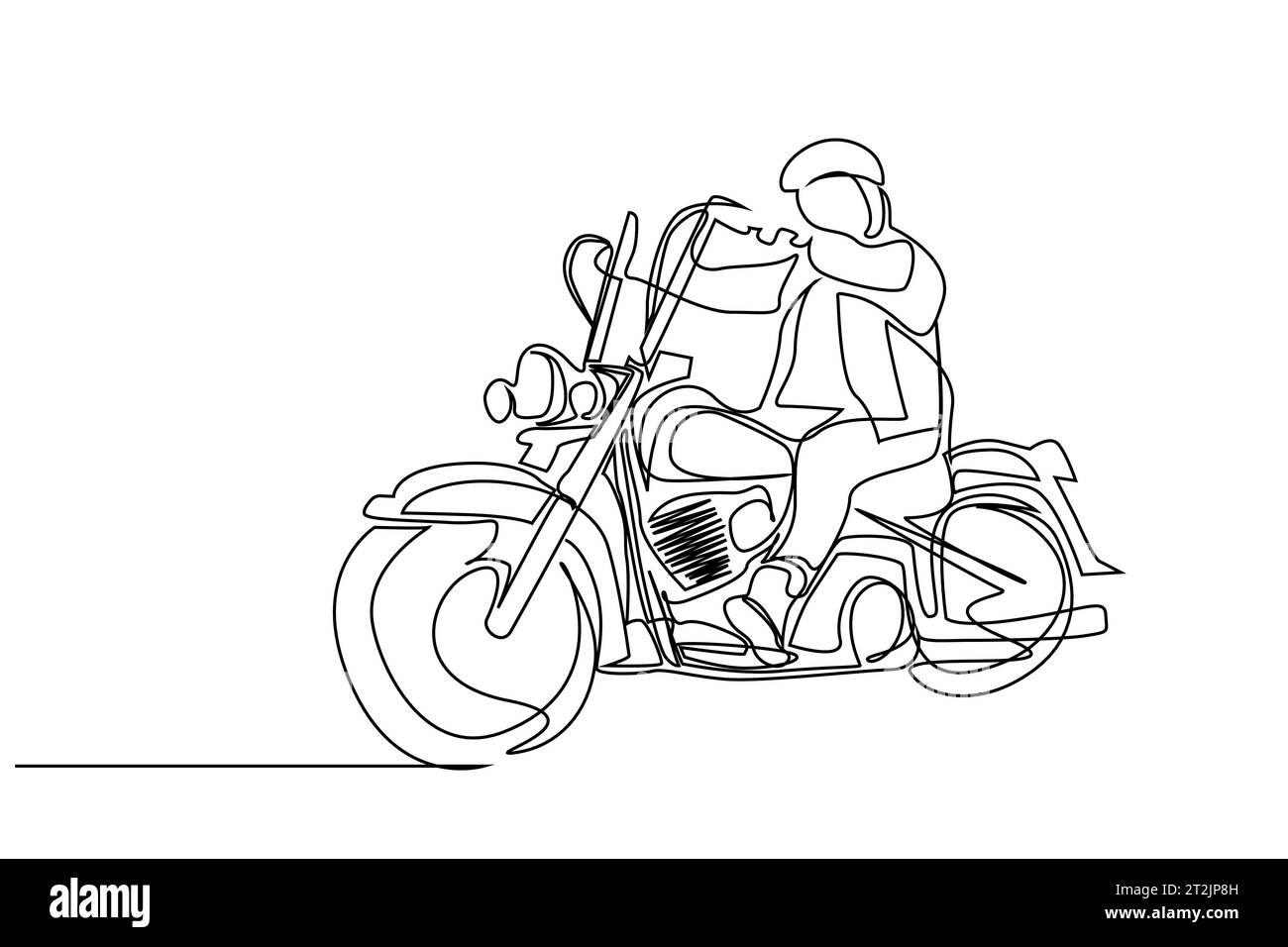 uomo alla guida di una vecchia moto d'epoca con design artistico Illustrazione Vettoriale