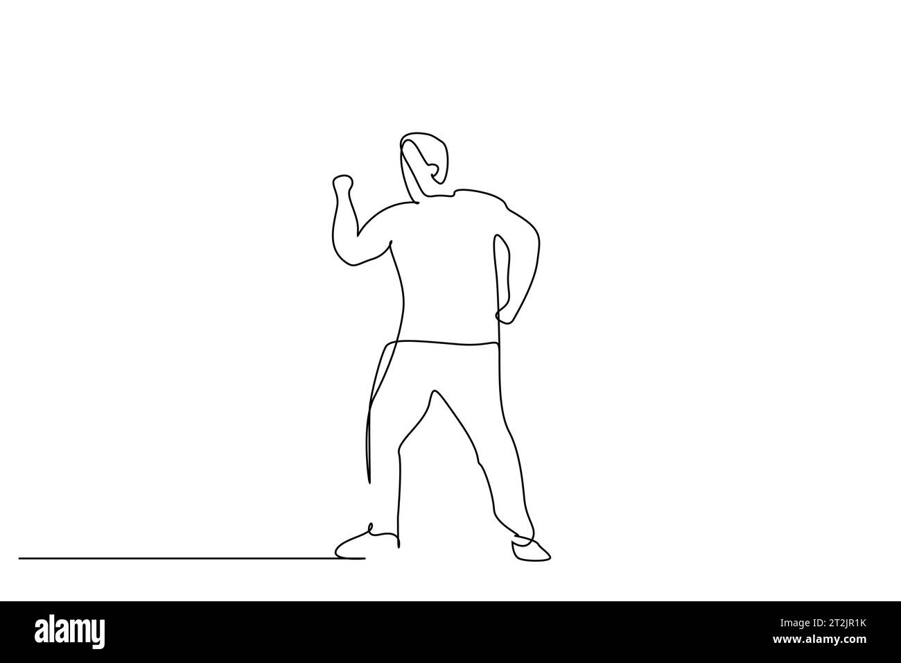 uomo vittoria umana successo joy line art design Illustrazione Vettoriale