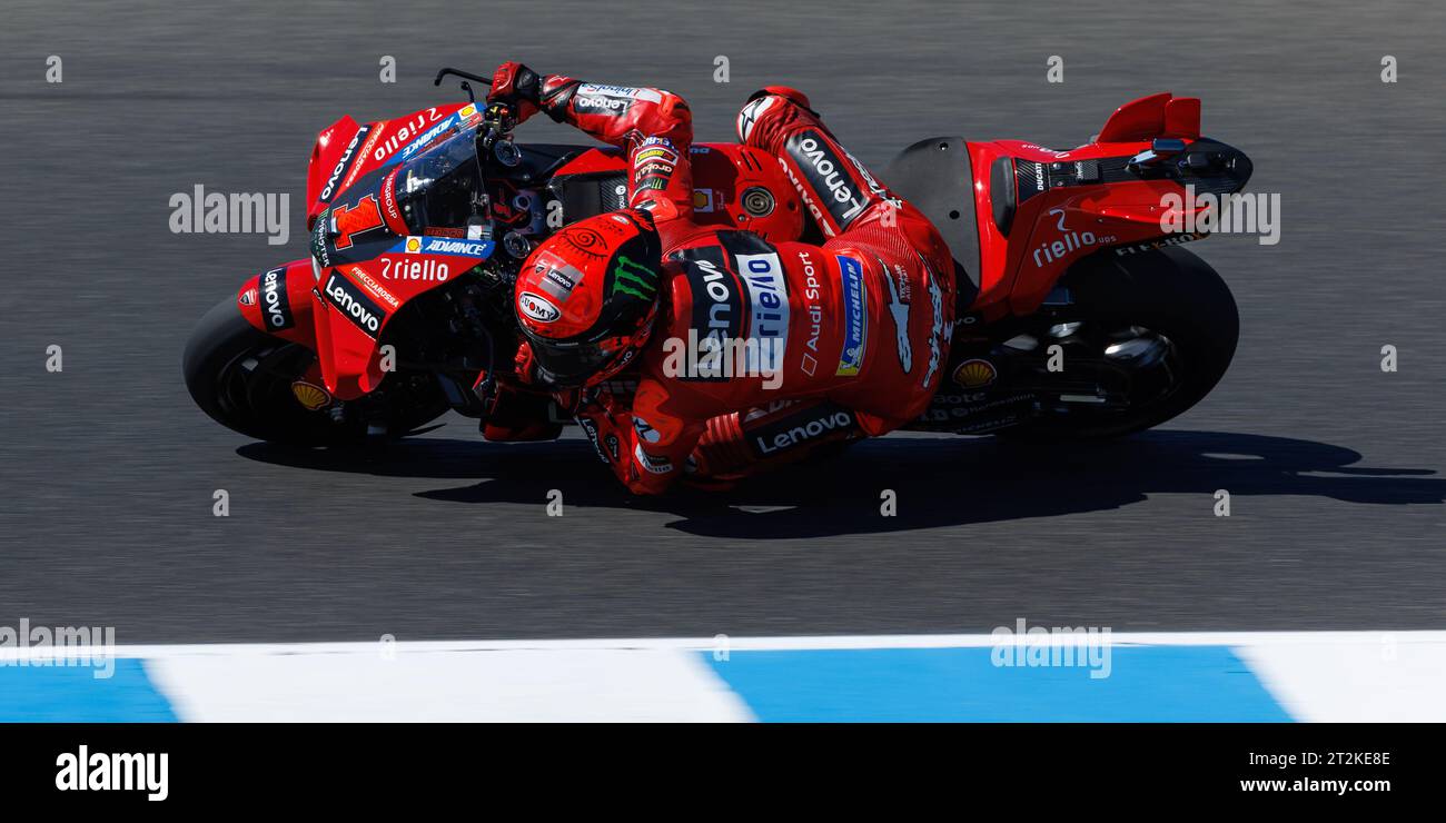 Phillip Island Grand Prix Circuit, 20 ottobre 2023: Francesco Bagnaia (ITA) del Ducati Lenovo Team durante il MotoGP Australian Motorcyle Grand Prix 2023. Corleve/Alamy Live News Foto Stock