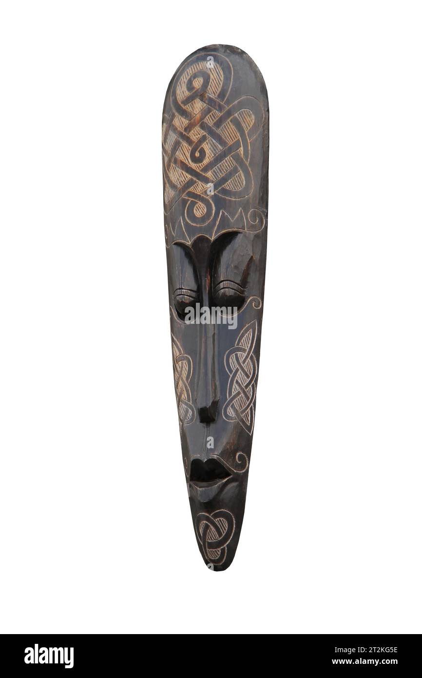 Una tradizionale maschera Tribal in legno decorata. Foto Stock