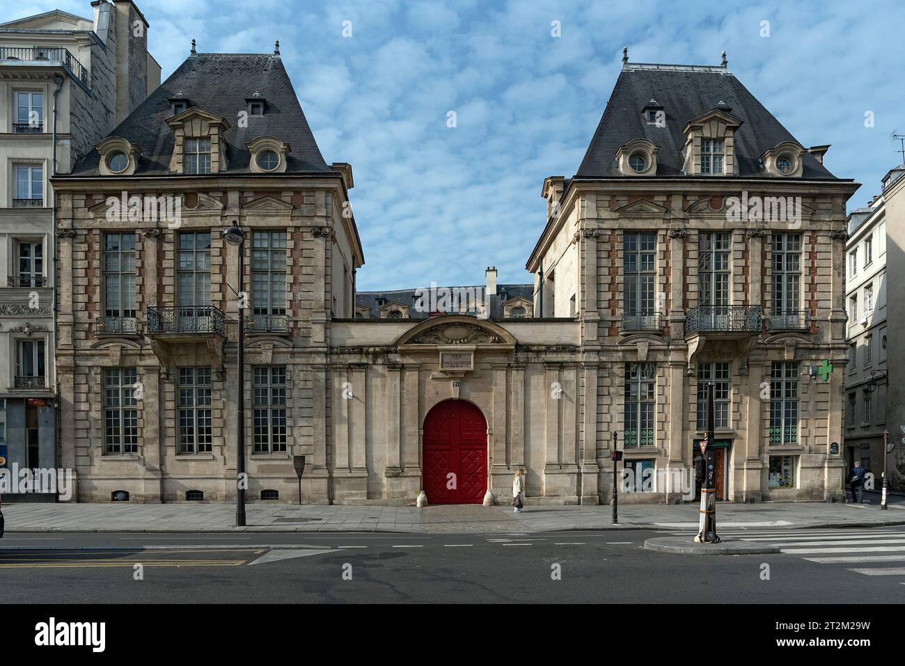 Ecole des Francs-Bourgeois School, Rue Saint-Antoine, Parigi, Francia Foto Stock