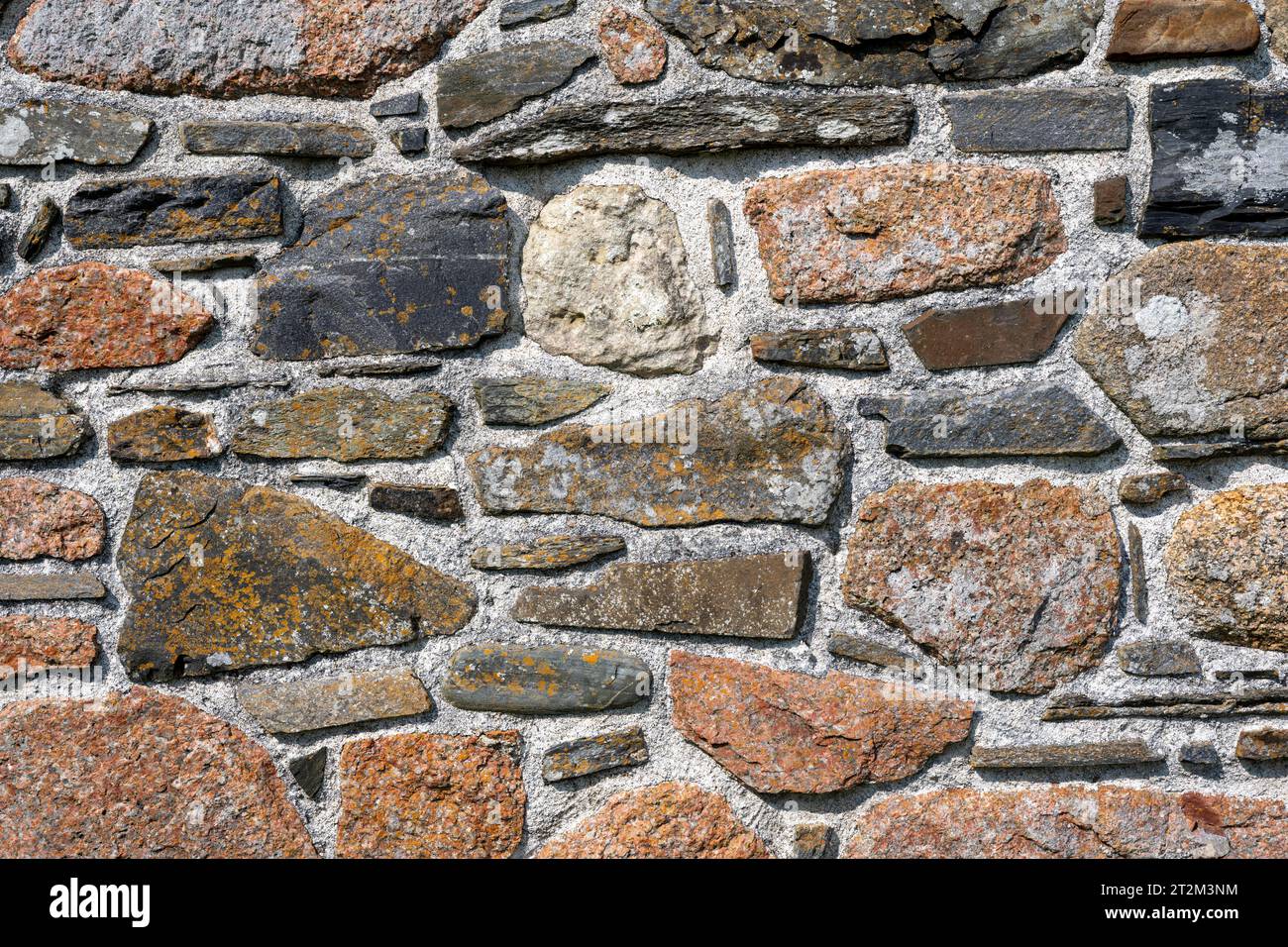 Ross of Mull Granite and Basalt Wall Stones, Format Filling, background Foto Stock