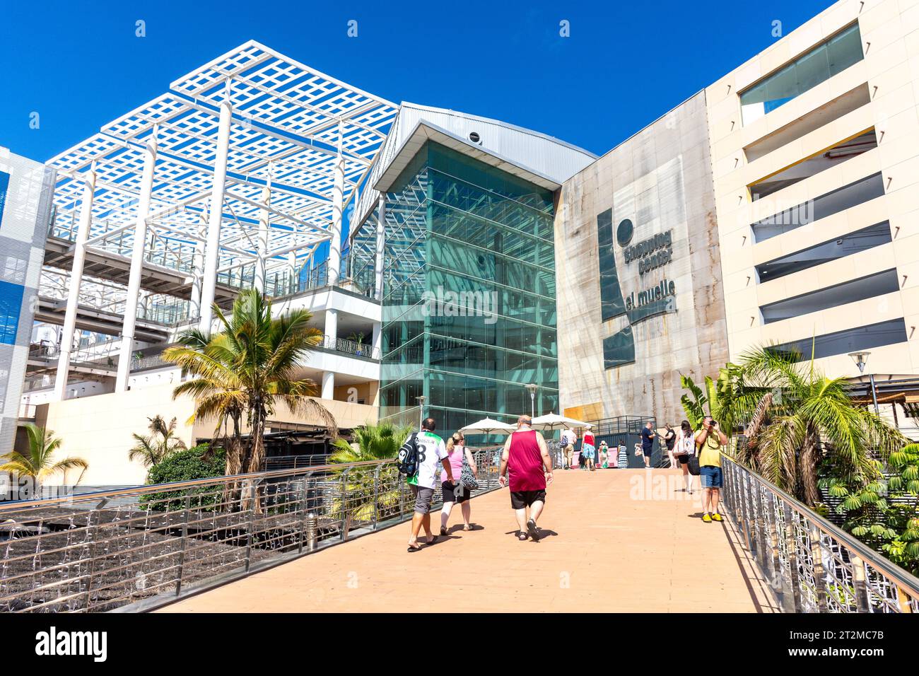 Ingresso al Centro Comercial El Muelle (centro commerciale) sul lungomare, Las Palmas de Gran Canaria, Gran Canaria, Isole Canarie, Spagna Foto Stock