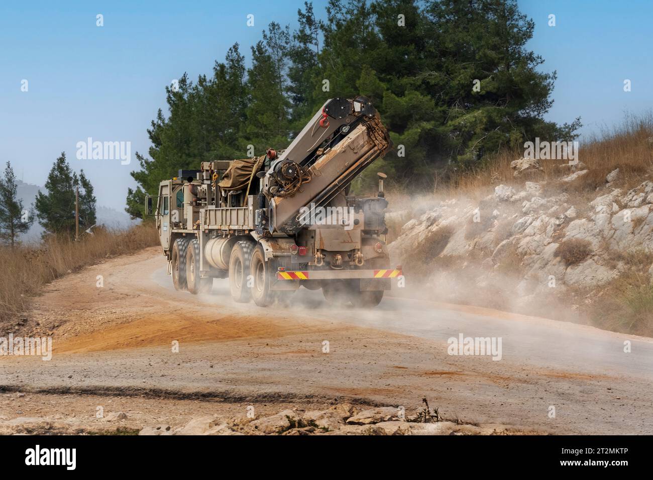 Camion della forza di difesa israeliana nella zona di Golan Heights. Foto Stock