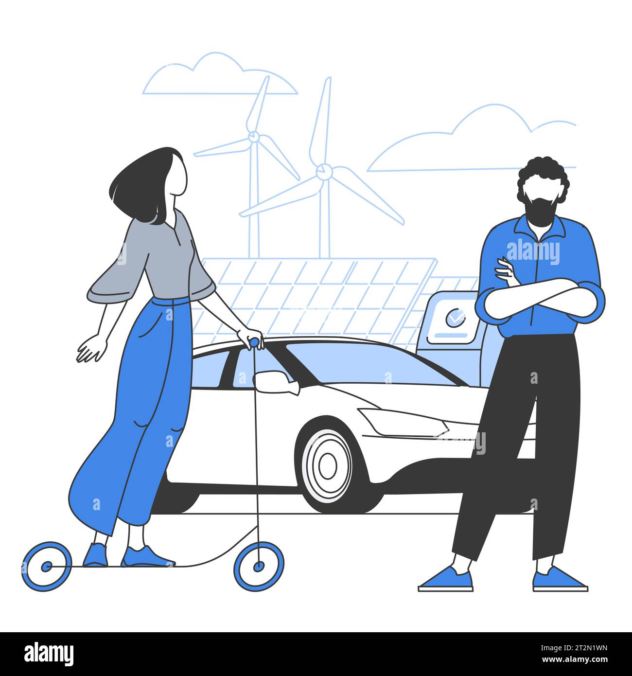 Energia solare ed eolica Illustrazione Vettoriale