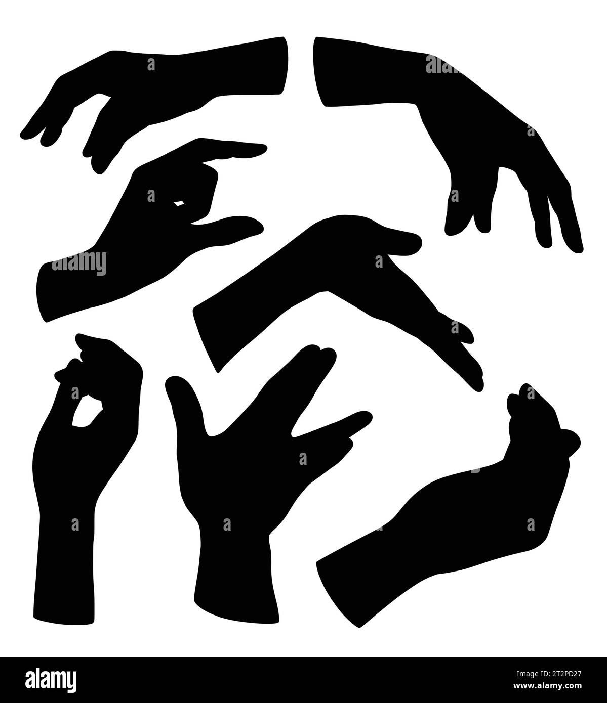 segno della mano e simbolo della silhouette del gesto delle dita Illustrazione Vettoriale