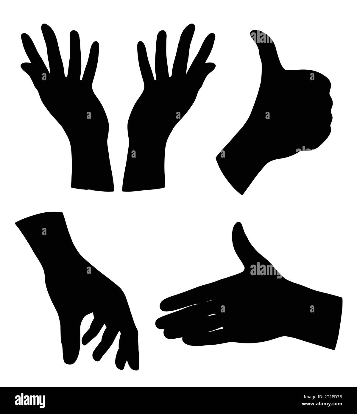 segno della mano e simbolo della silhouette del gesto delle dita Illustrazione Vettoriale