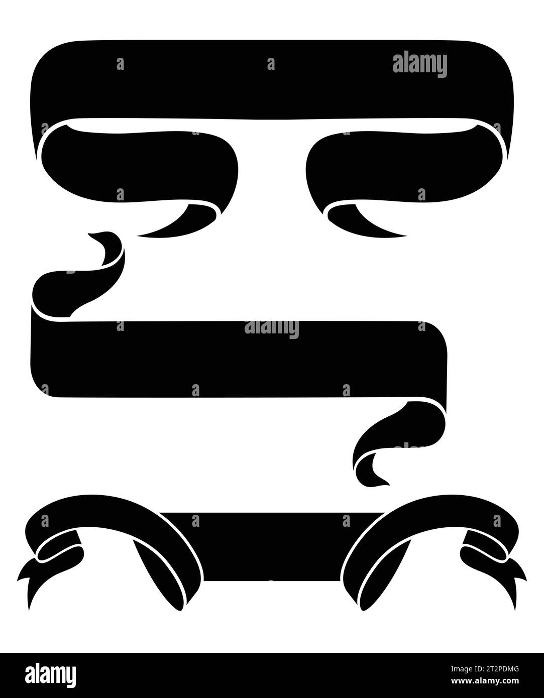 illustrazione della silhouette del modello di etichetta a scorrimento su carta a nastro Illustrazione Vettoriale