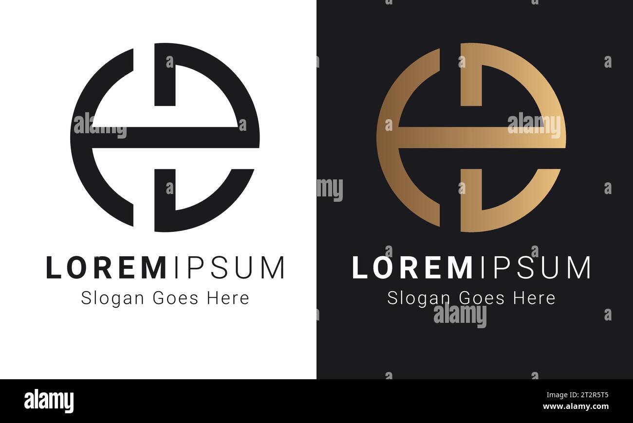 Design iniziale con logo HE o EH monogramma Text Letter Illustrazione Vettoriale