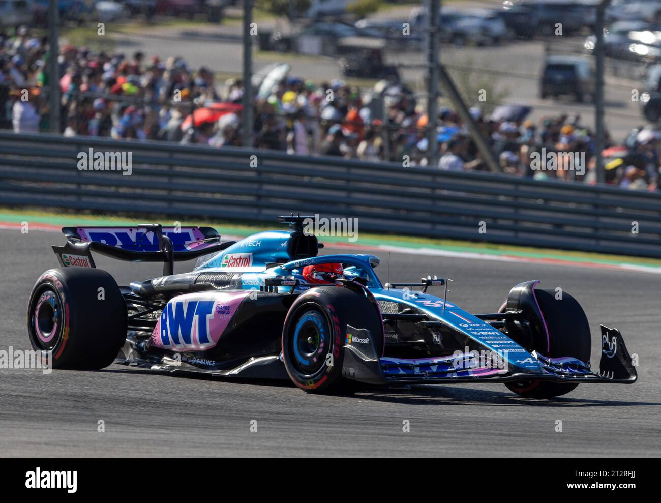 Austin, USA. 20 ottobre 2023. Il pilota alpino Esteban Ocon (31) durante le qualifiche davanti al Gran Premio degli Stati Uniti il 20 ottobre 2023 sul circuito delle Americhe di Austin, Texas. (Foto di Stephanie Tacy/Sipa USA) credito: SIPA USA/Alamy Live News Foto Stock