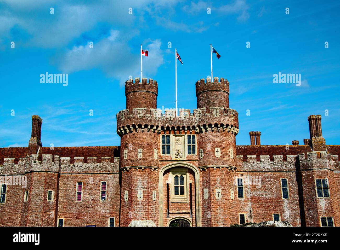 Una sezione di mattoni del Castello di Herstmonceux. Foto Stock