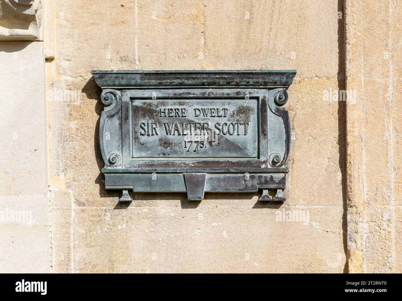 Qui abitava Sir Walter Scott 1775, South Parade, Bath, Somerset, Inghilterra, REGNO UNITO Foto Stock
