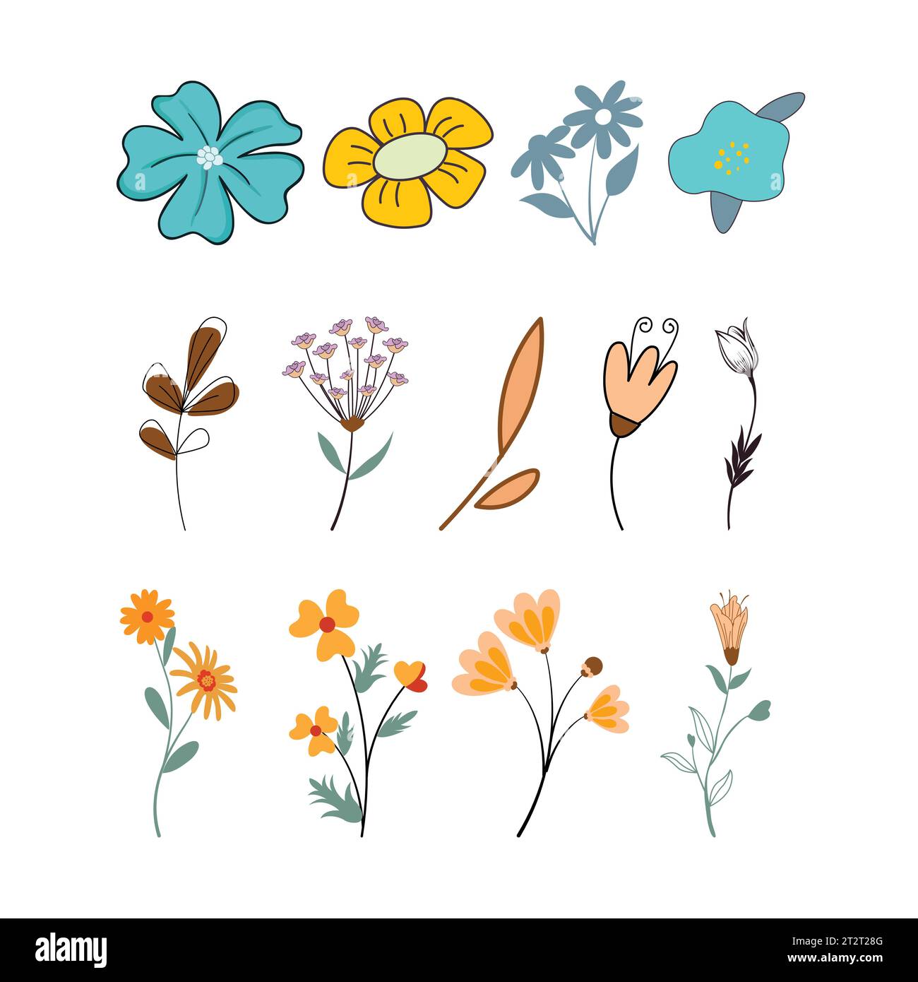 icona fiore impostata in formato vettoriale Illustrazione Vettoriale
