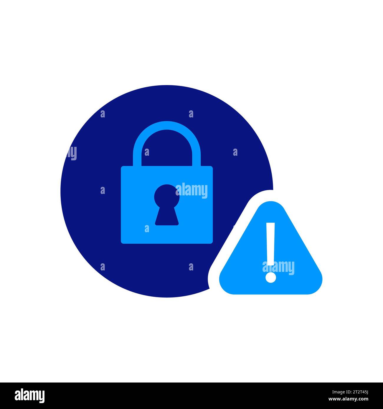 Lucchetto con simbolo esclamativo. Sicurezza informatica per la vostra azienda. Blocco schermo POS e blocco sessione. Porta intelligente. Password di accesso utente. Gestire l'accesso a. Foto Stock