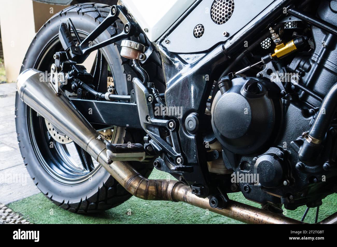 Foto di dettaglio del motore di grande capacità per motociclette con una potenza impressionante Foto Stock