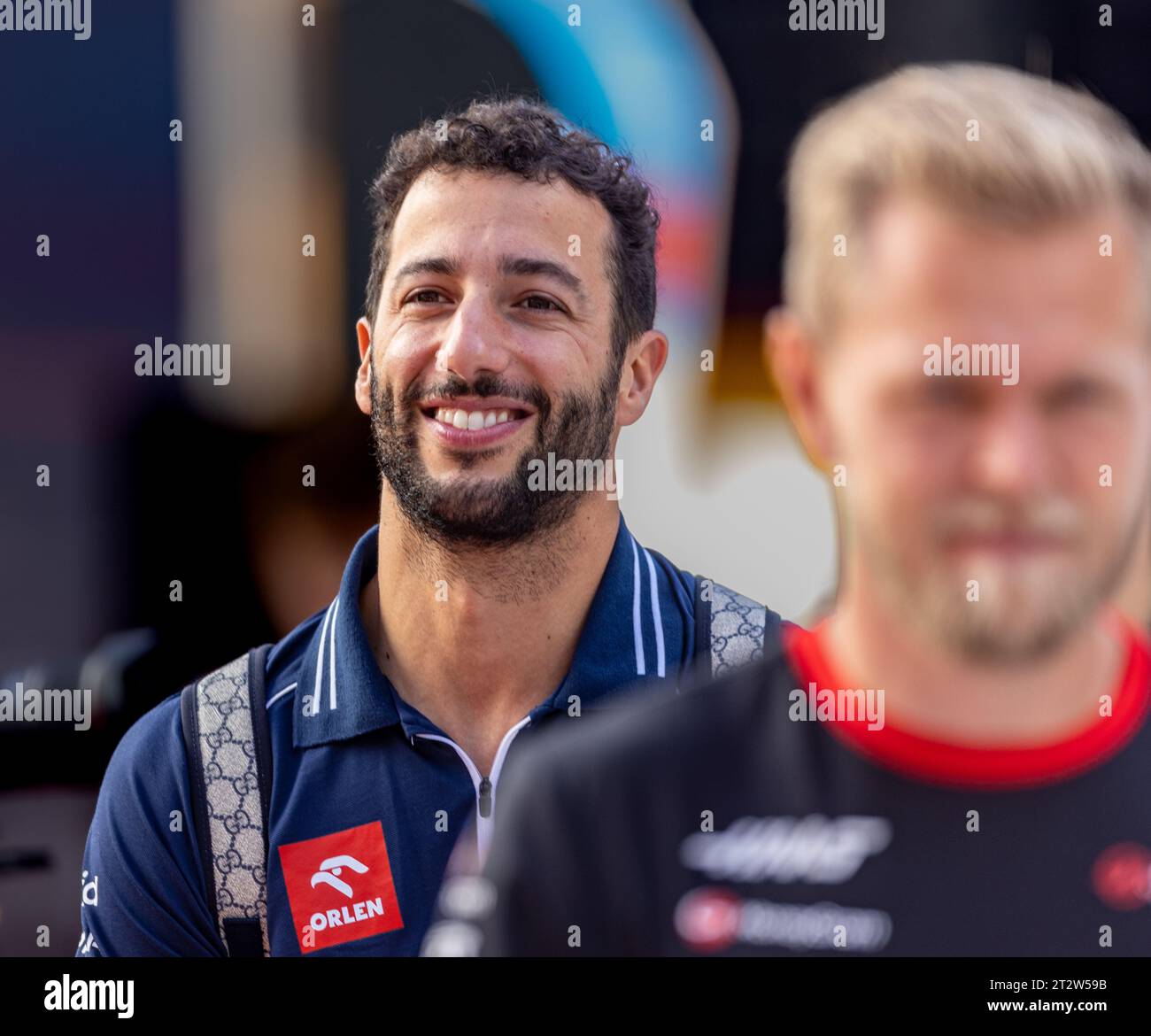 Austin, Texas - 21 ottobre 2023: Daniel Ricciardo, pilota della 3 scuderia Alphatauri F1, gareggia nel Gran Premio degli Stati Uniti di Lenovo sul circuito delle Americhe. Crediti: Nick Paruch / Alamy Live News Foto Stock