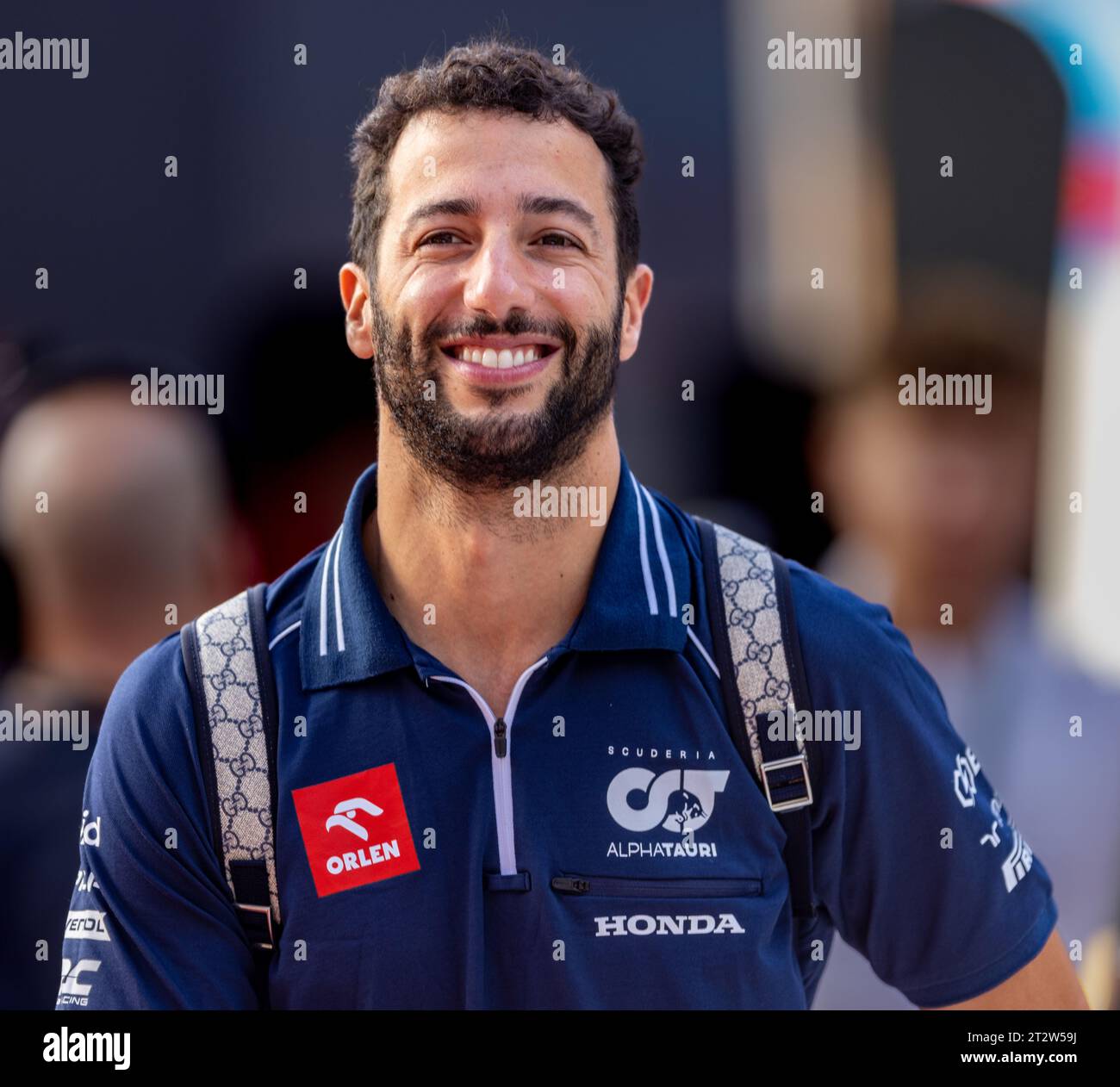 Austin, Texas - 21 ottobre 2023: Daniel Ricciardo, pilota della 3 scuderia Alphatauri F1, gareggia nel Gran Premio degli Stati Uniti di Lenovo sul circuito delle Americhe. Crediti: Nick Paruch / Alamy Live News Foto Stock